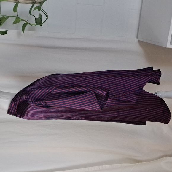 Vintage Secrecy silky striped oversized button front pajama shirt szL - Picture 4 of 14